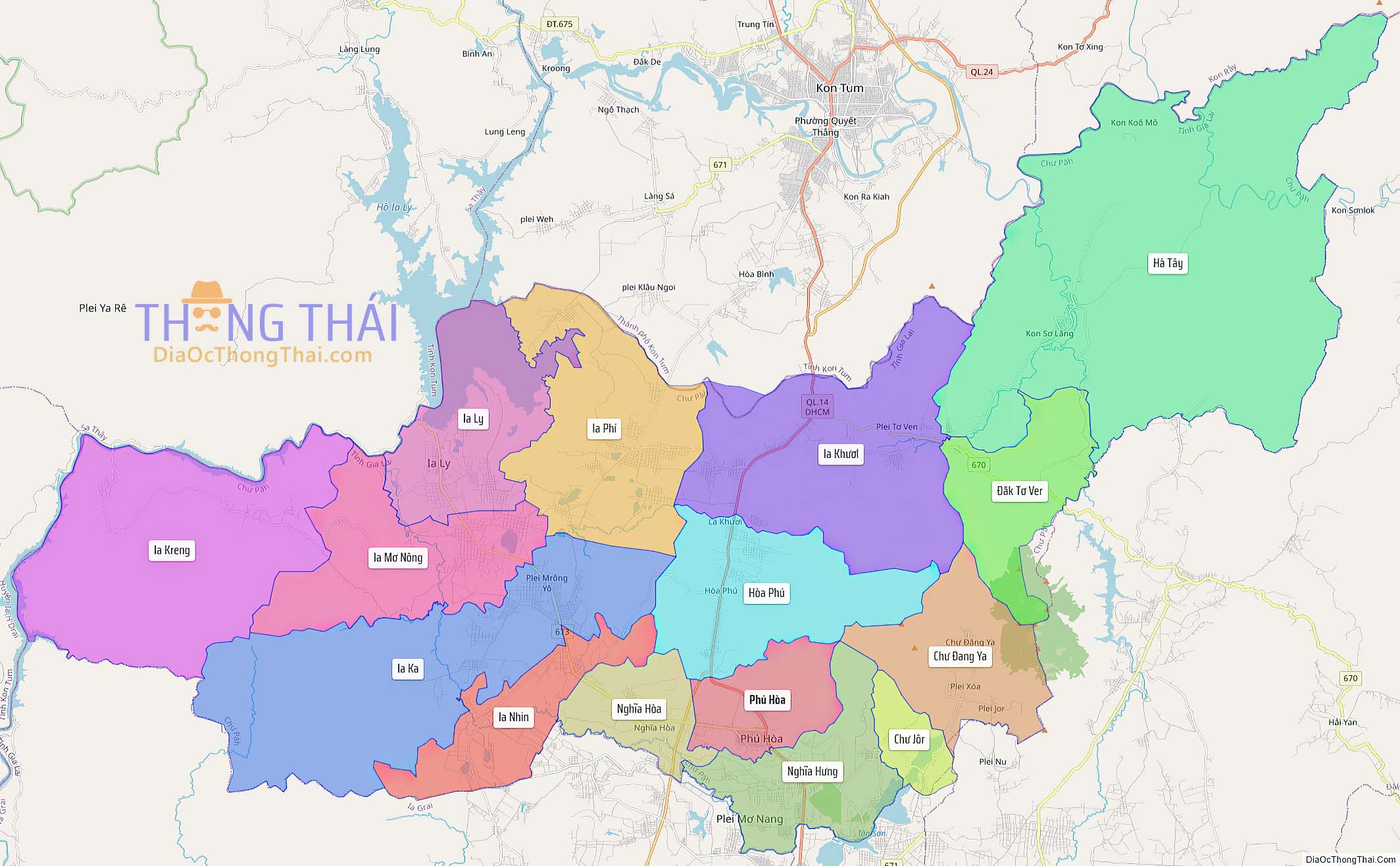 Bản đồ huyện Chư Păh (Kích thước lớn).