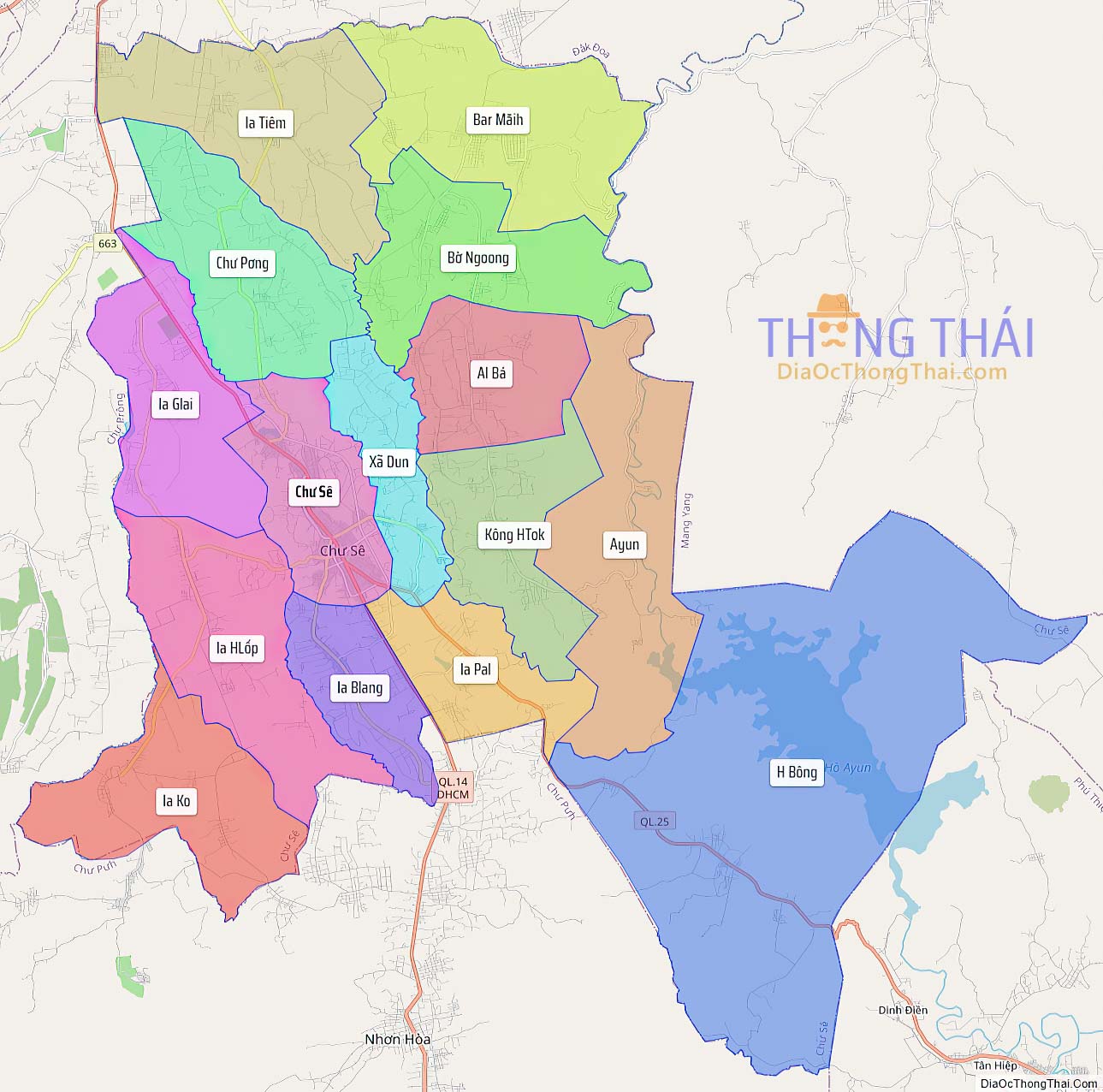 Bản đồ huyện Chư Sê.