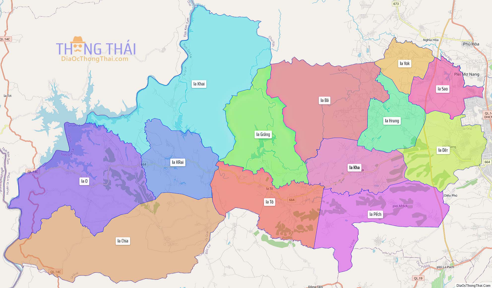 Bản đồ huyện Ia Grai (Kích thước lớn).