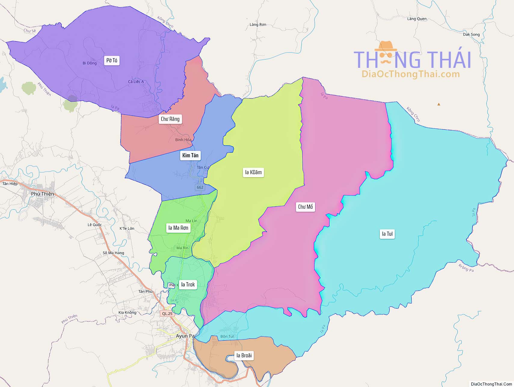Bản đồ huyện Ia Pa (Kích thước lớn).