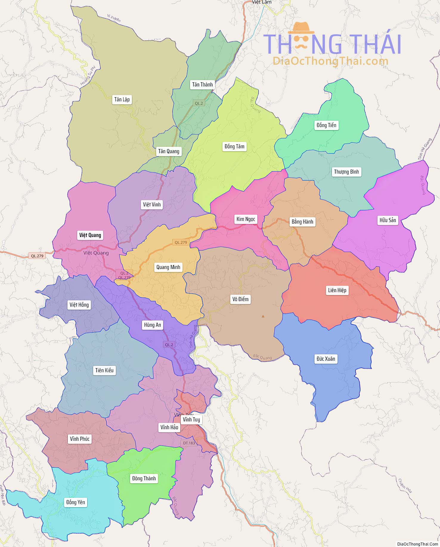 Bản đồ huyện Bắc Quang (Kích thước lớn).