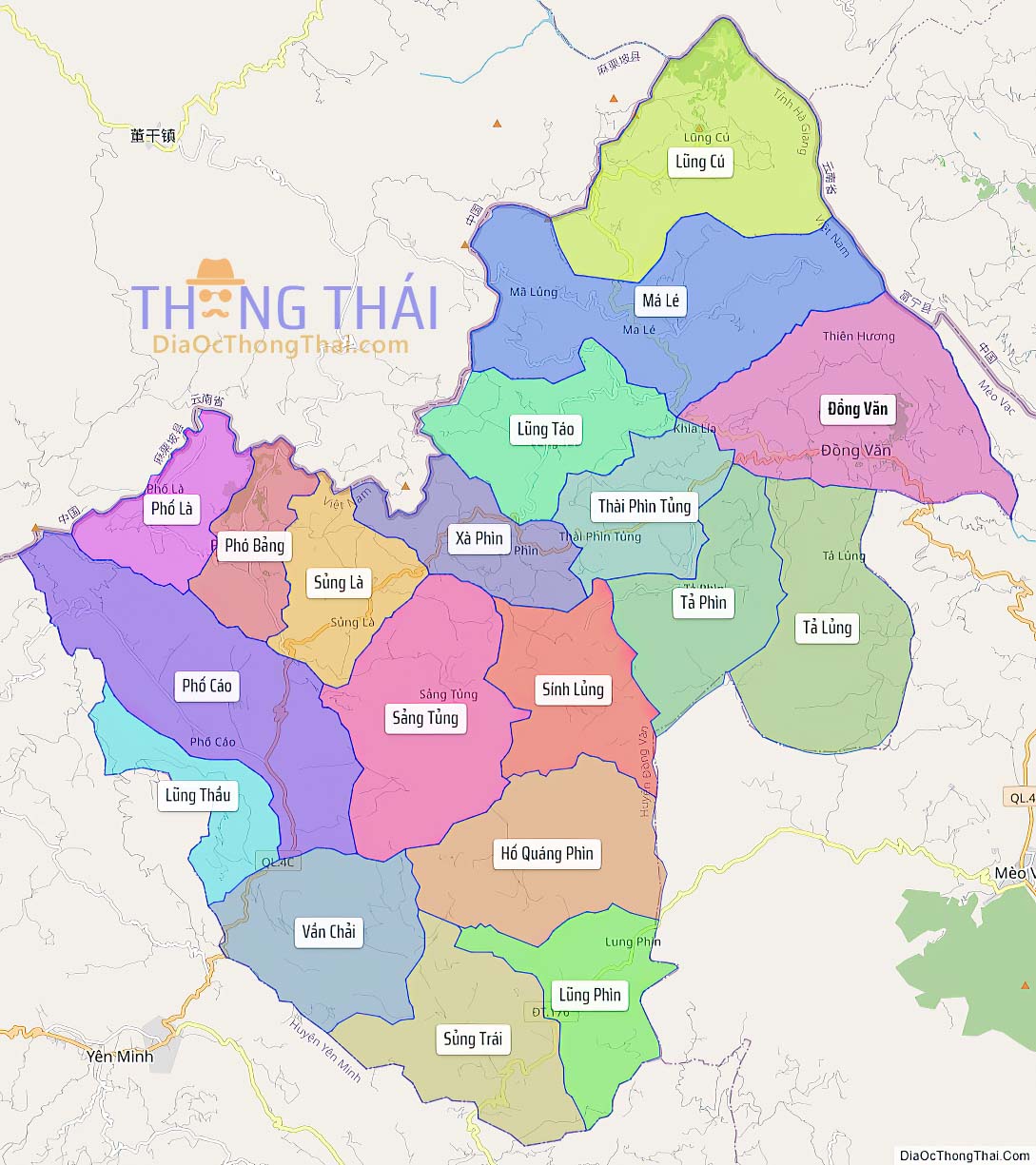 Bản đồ huyện Đồng Văn.