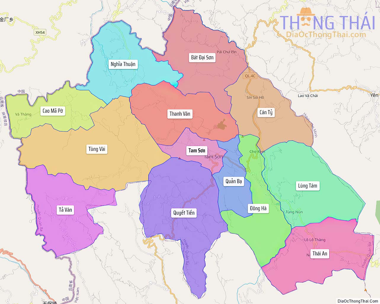 Bản đồ huyện Quản Bạ.