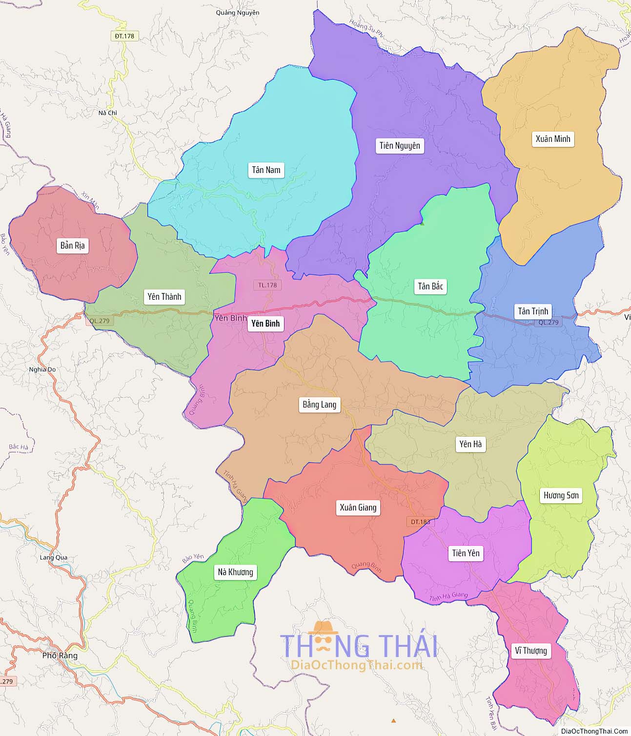 Bản đồ huyện Quang Bình (Kích thước lớn).