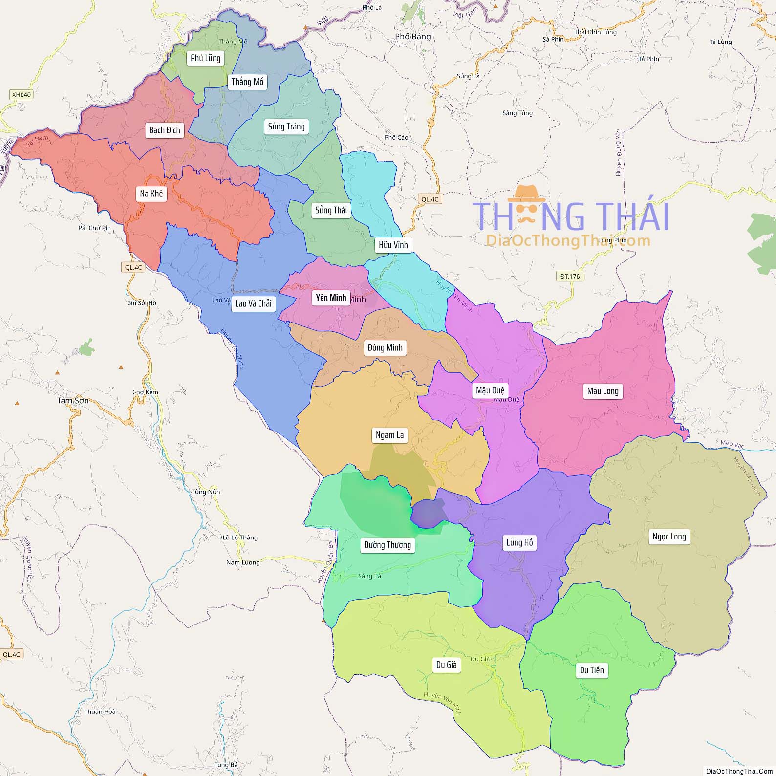 Bản đồ huyện Yên Minh (Kích thước lớn).