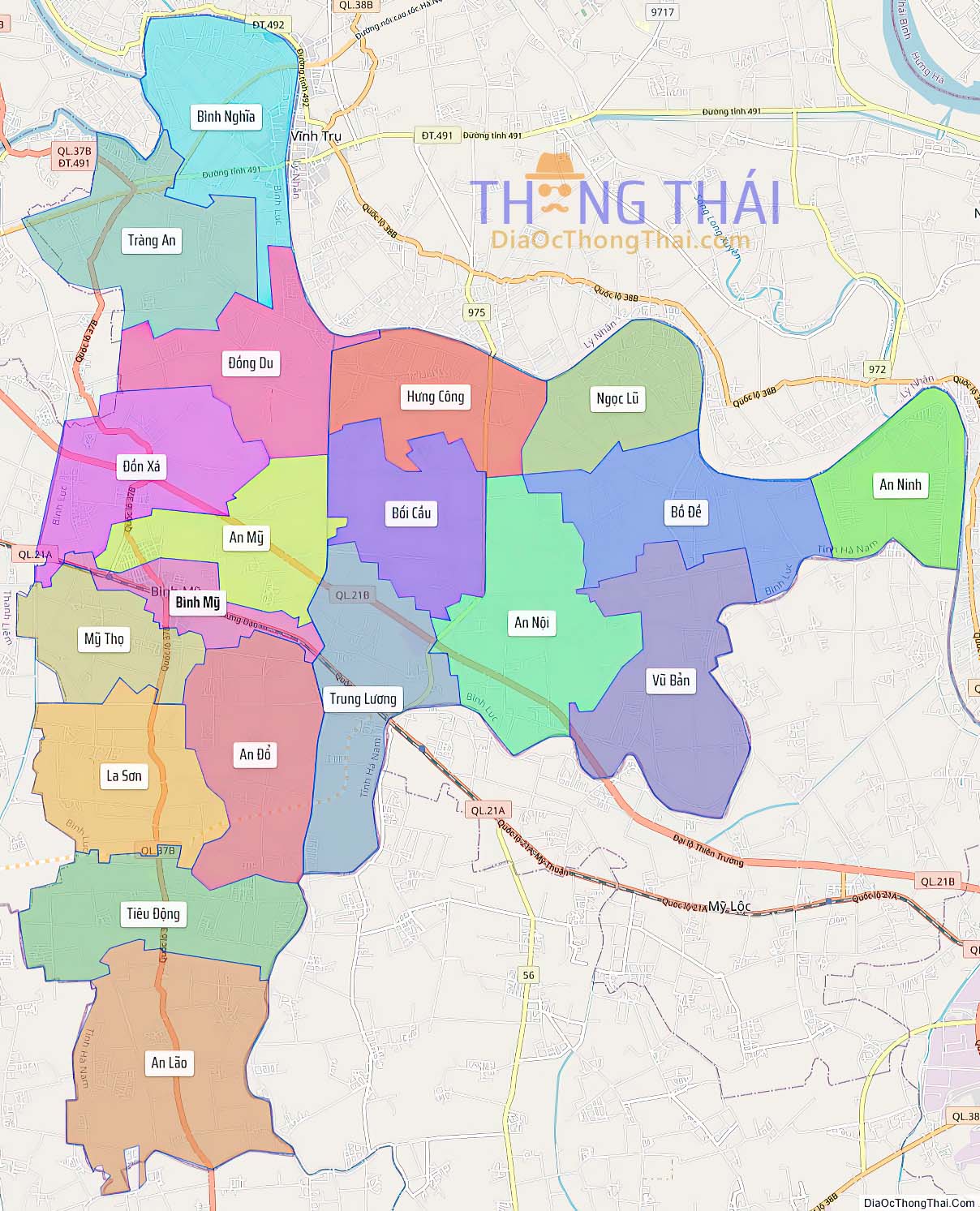Bản đồ huyện Bình Lục.