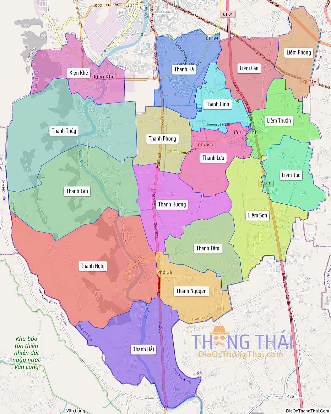 Bản đồ huyện Thanh Liêm.