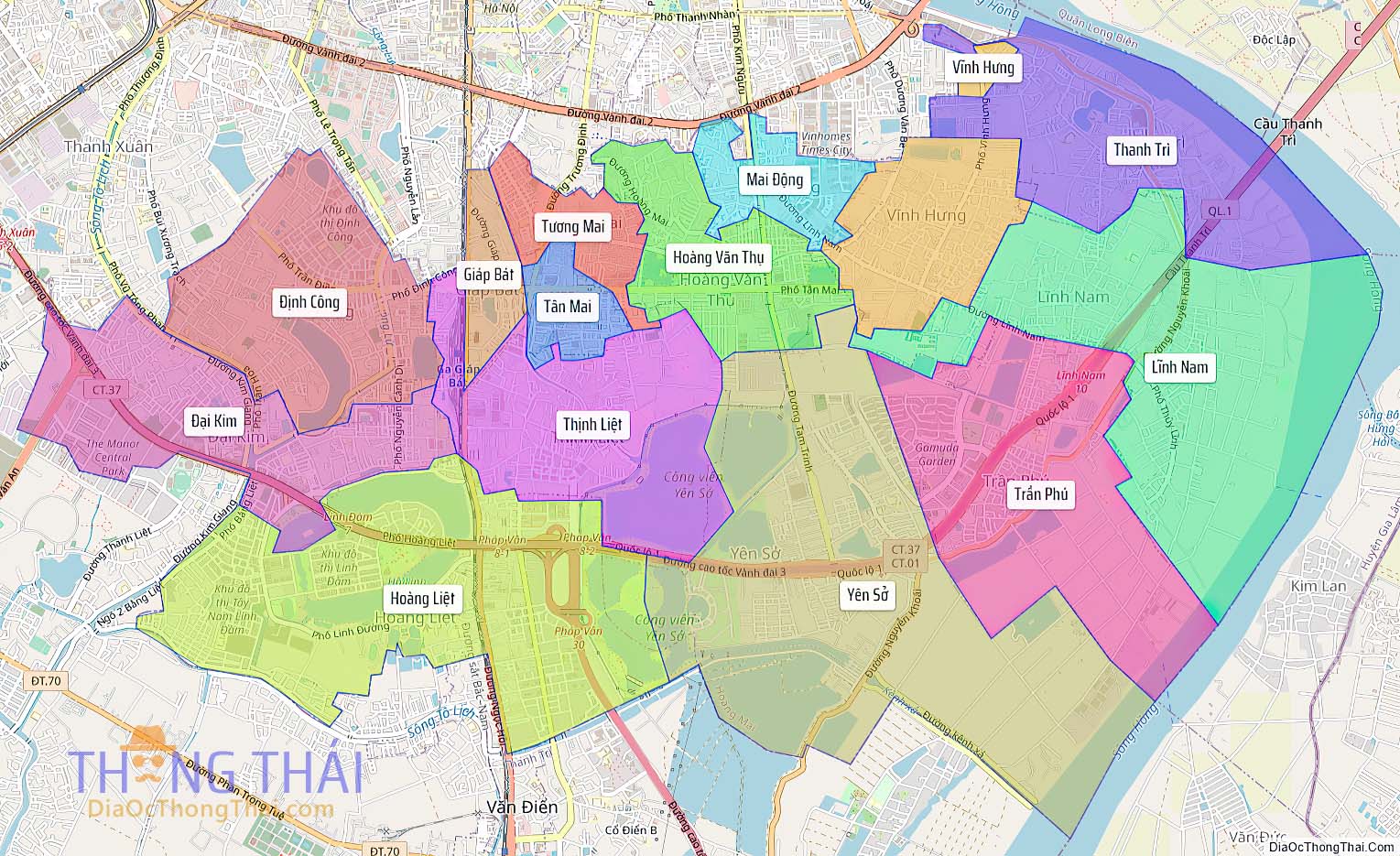 Bản đồ quận Hoàng Mai (Kích thước lớn).