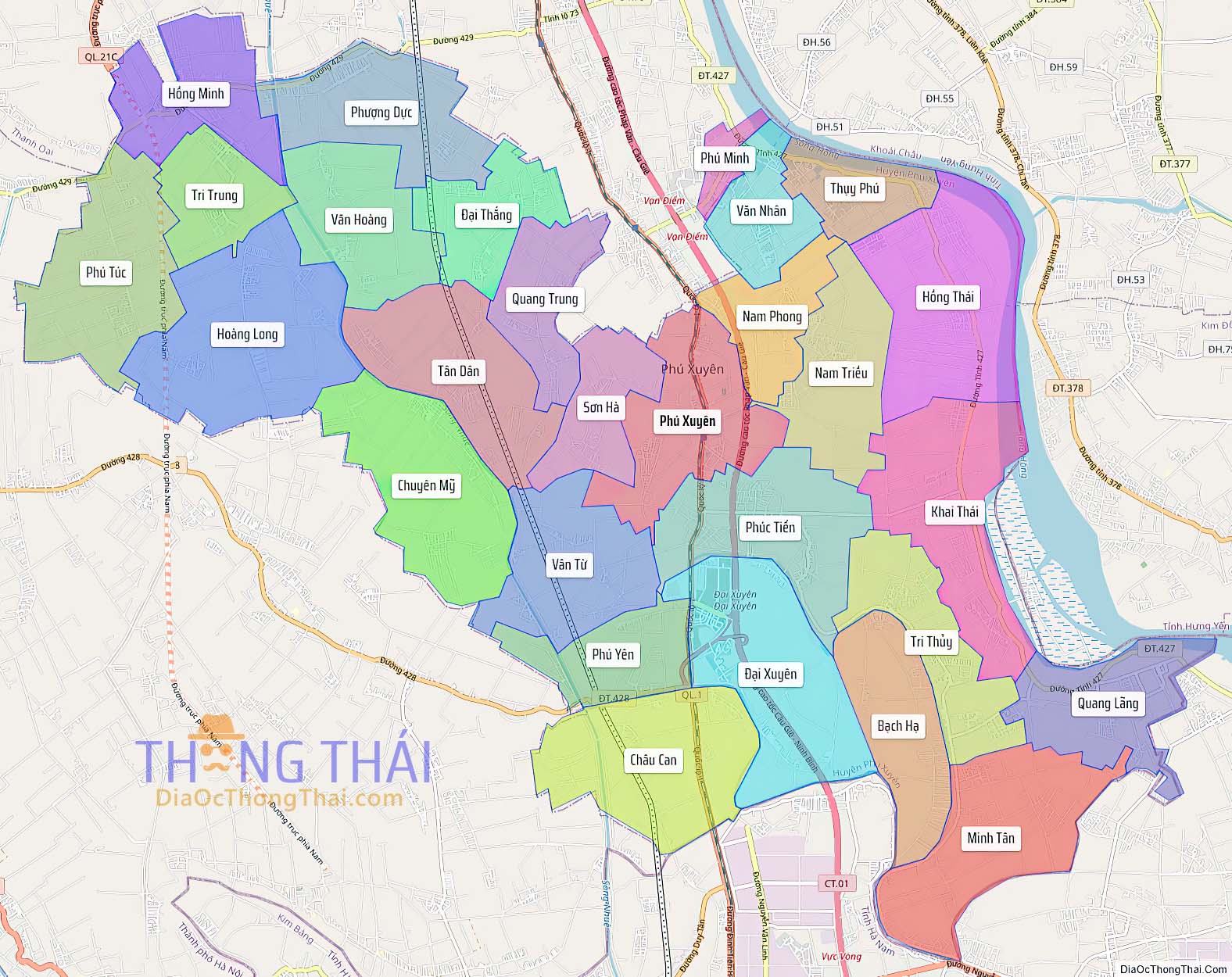 Bản đồ huyện Phú Xuyên (Kích thước lớn).