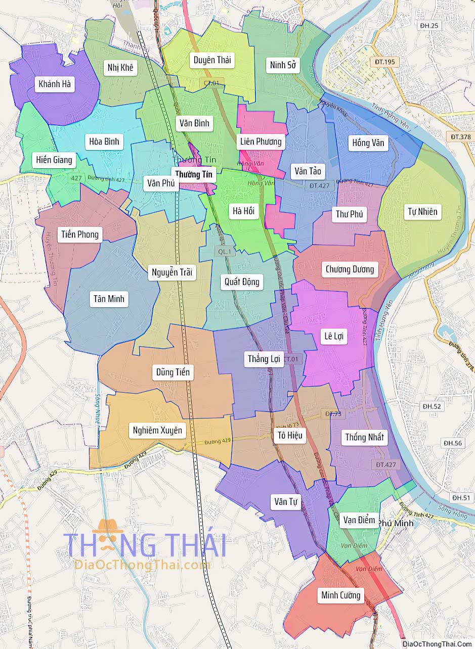 Bản đồ huyện Thường Tín.