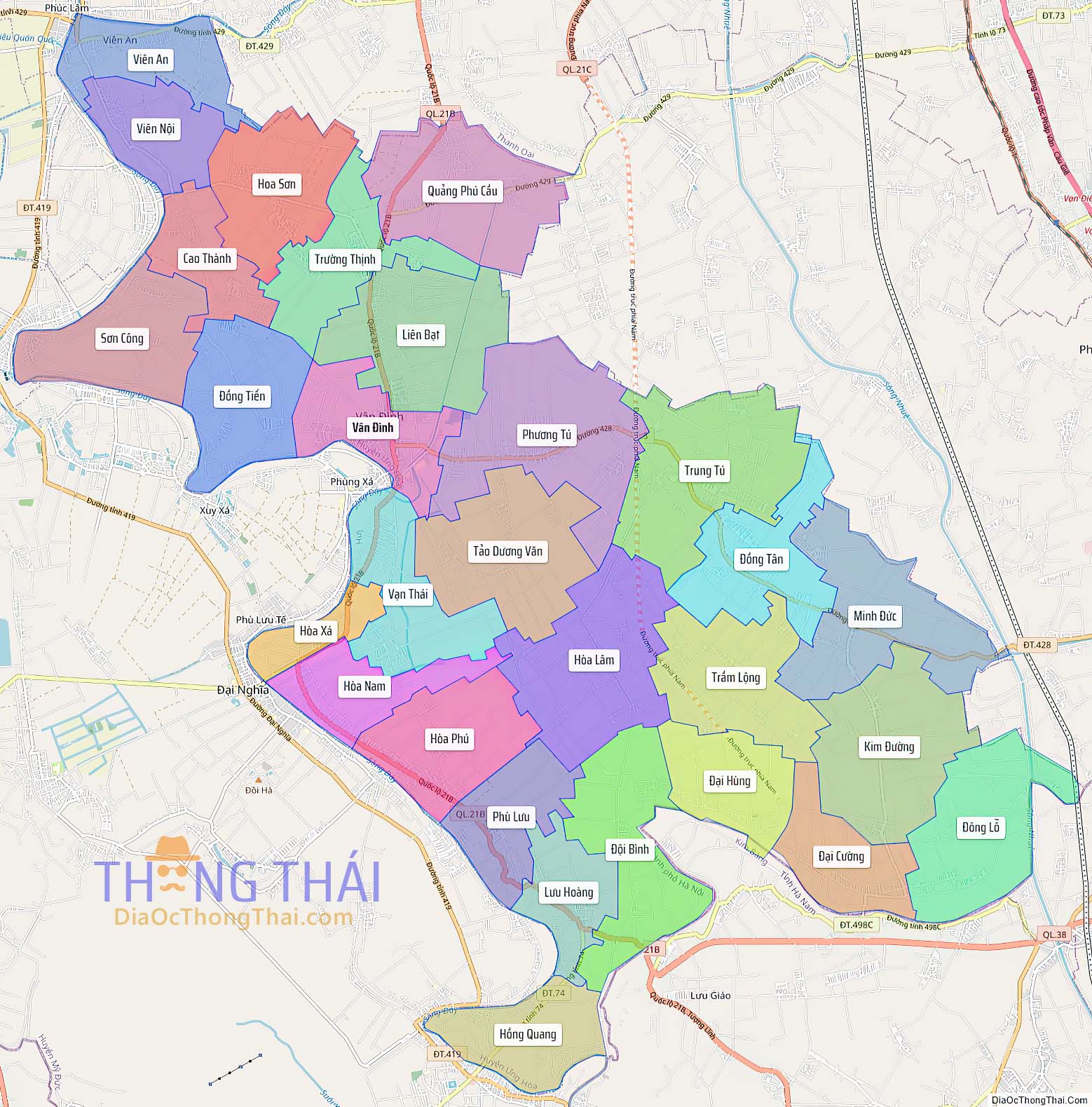 Bản đồ huyện Ứng Hòa (Kích thước lớn).