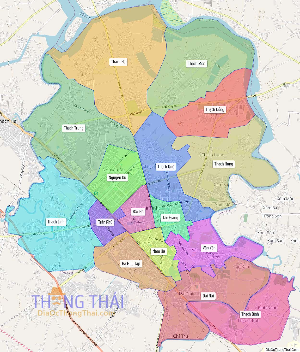 Bản đồ thành phố Hà Tĩnh.