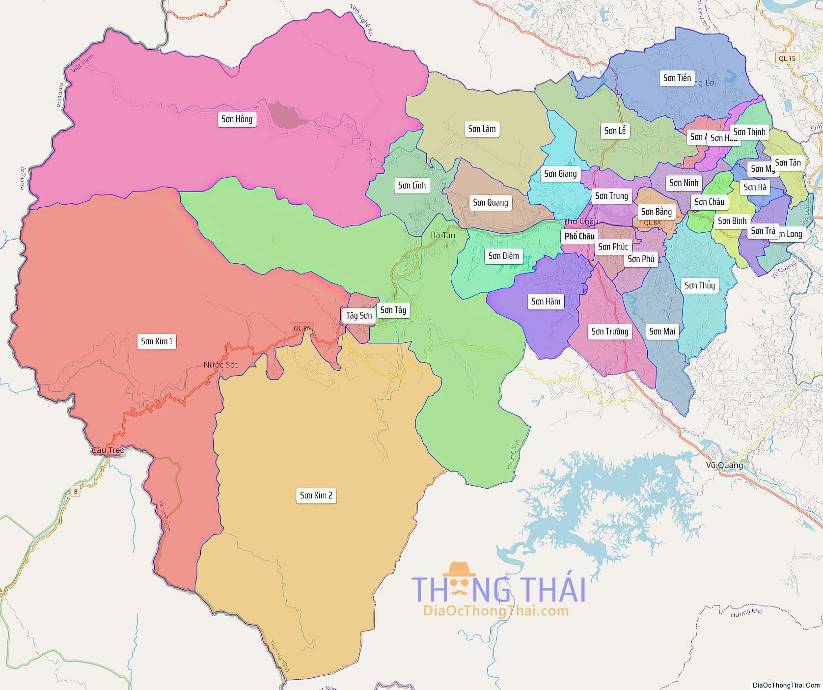 Bản đồ huyện Hương Sơn (Kích thước lớn).