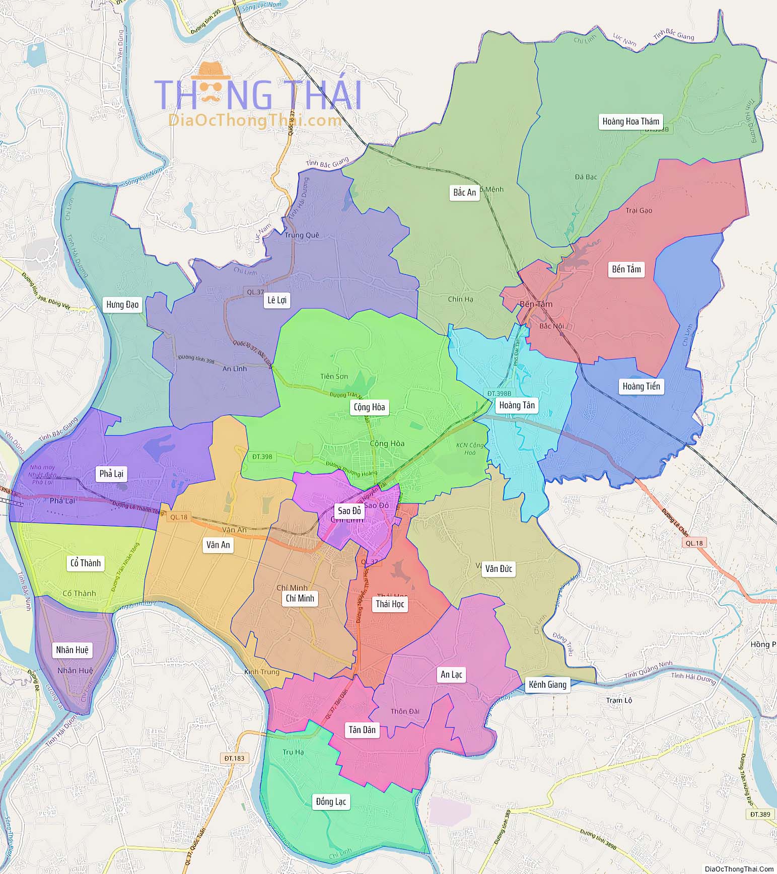 Bản đồ thành phố Chí Linh (Kích thước lớn).