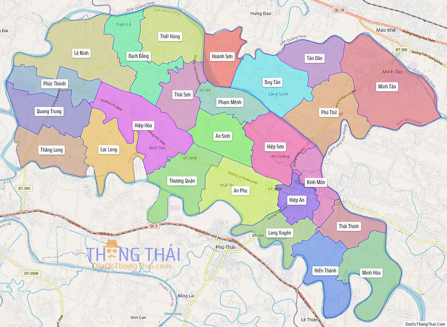 Bản đồ thị xã Kinh Môn (Kích thước lớn).