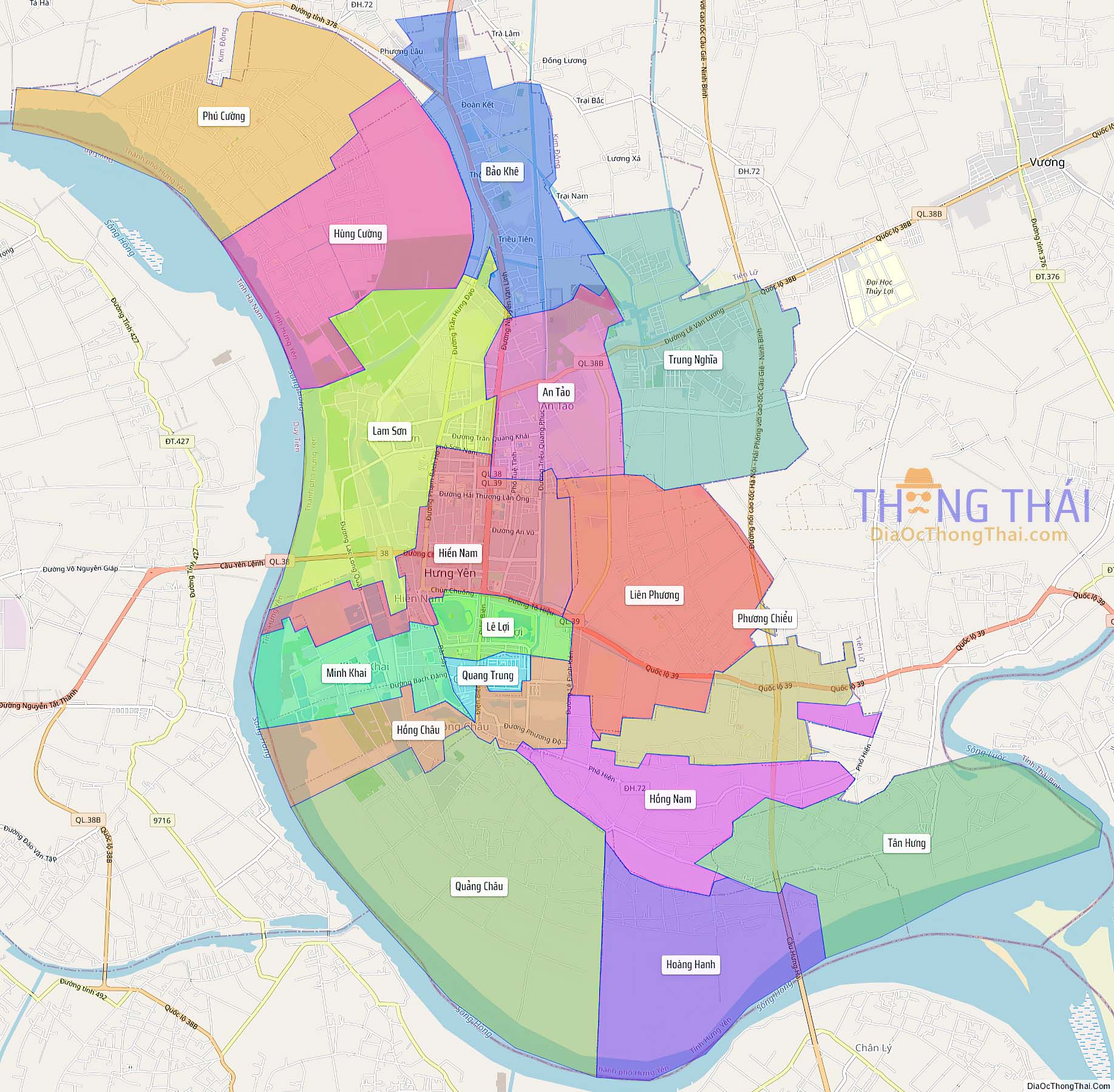 Bản đồ thành phố Hưng Yên (Kích thước lớn).