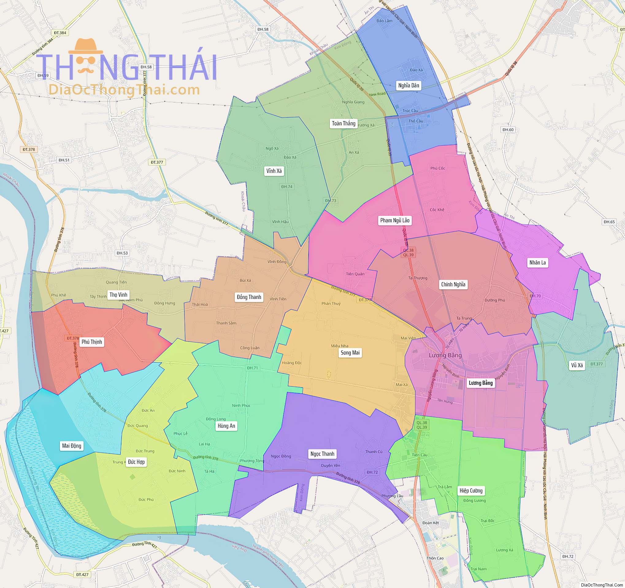 Bản đồ huyện Kim Động (Kích thước lớn).