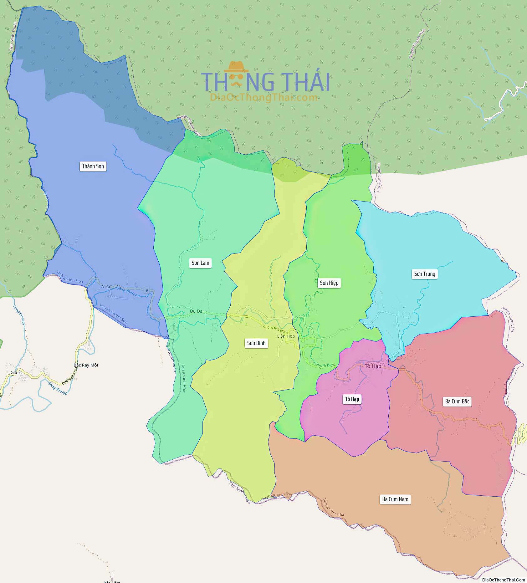 Bản đồ huyện Khánh Sơn (Kích thước lớn).
