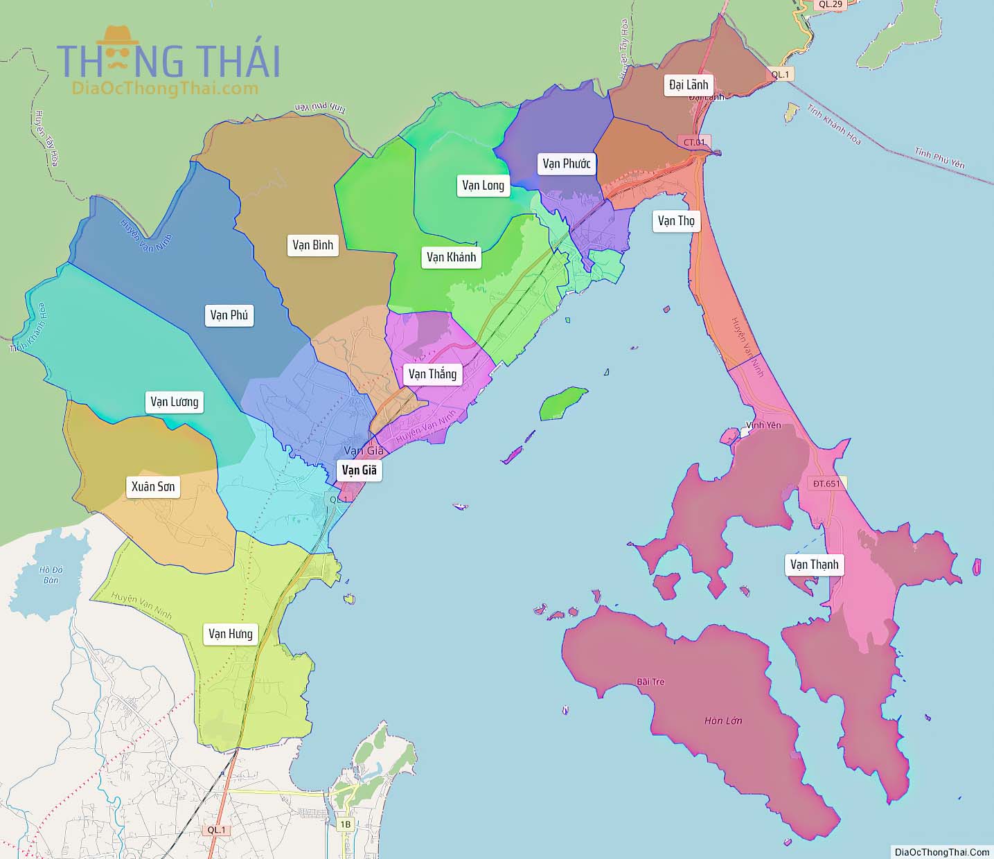 Bản đồ huyện Vạn Ninh.