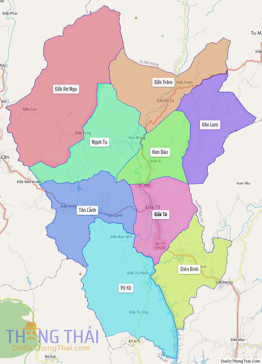 Bản đồ huyện Đắk Tô.