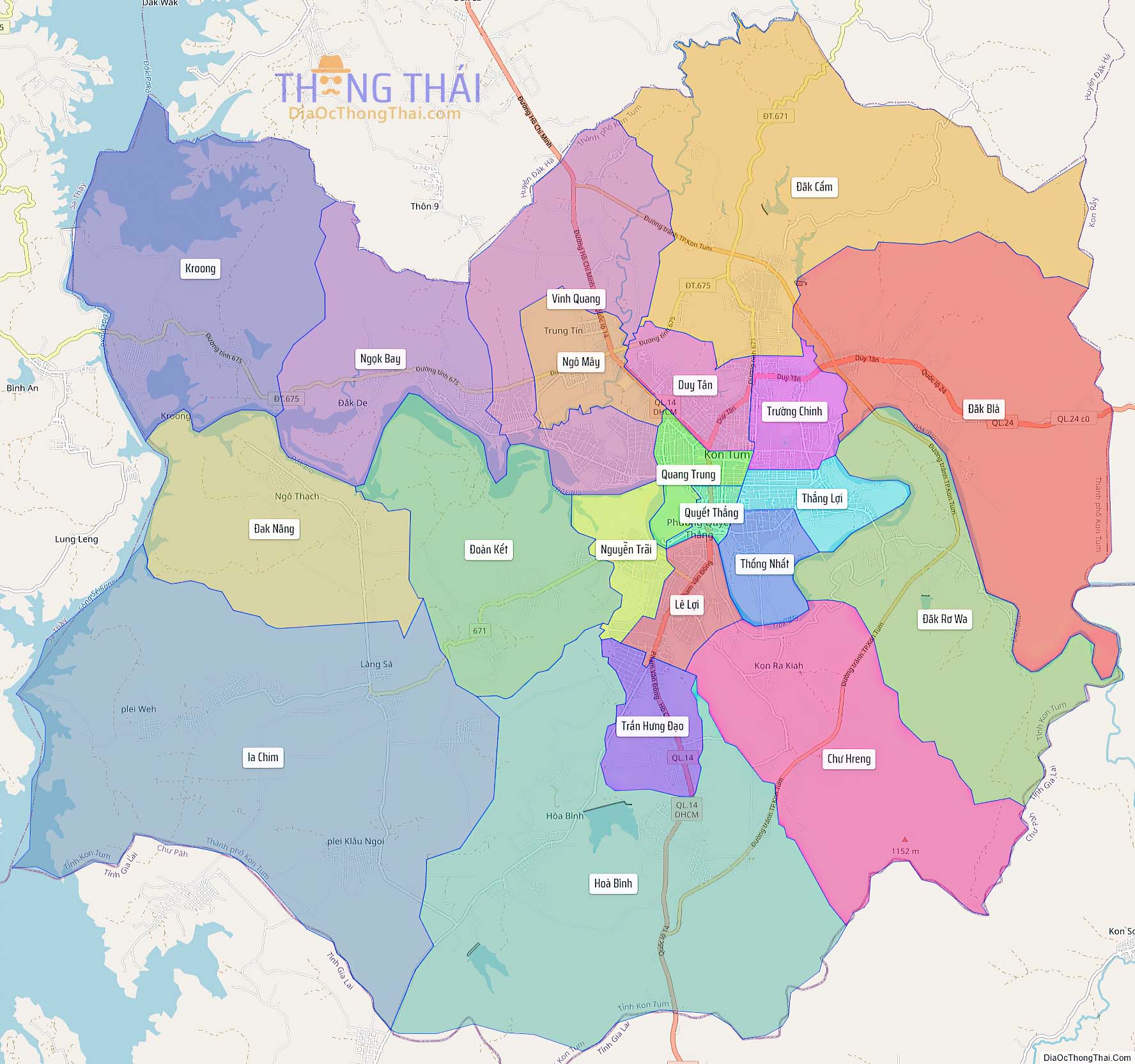 Bản đồ thành phố Kon Tum (Kích thước lớn).