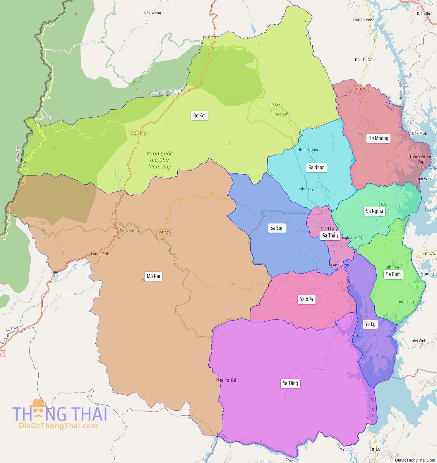 Bản đồ huyện Sa Thầy (Kích thước lớn).