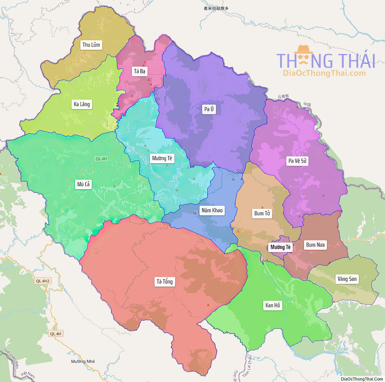 Bản đồ huyện Mường Tè.
