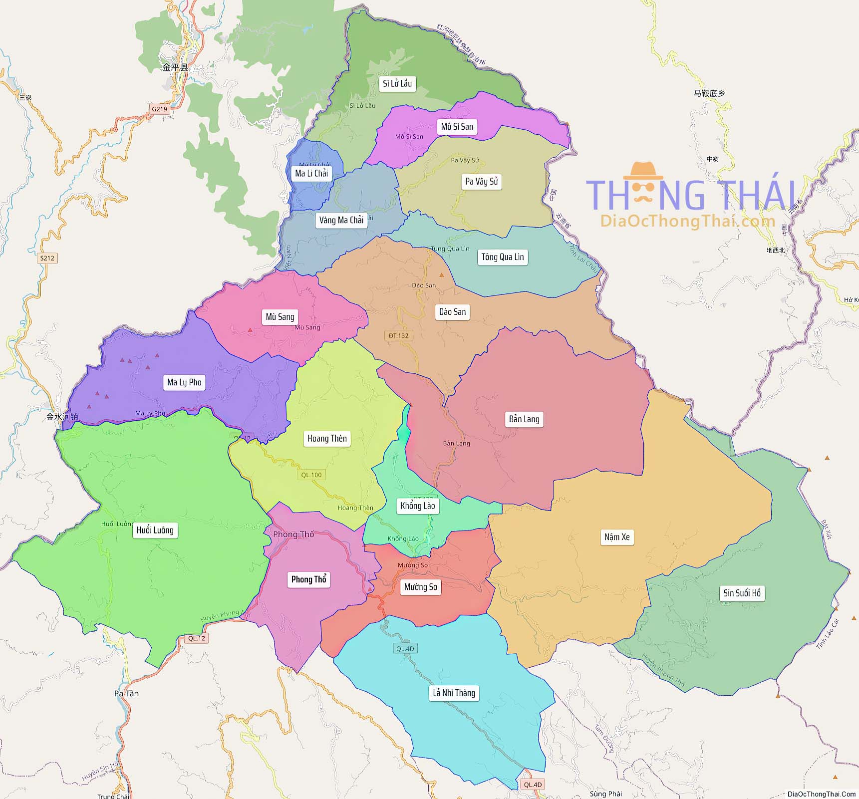 Bản đồ huyện Phong Thổ (Kích thước lớn).
