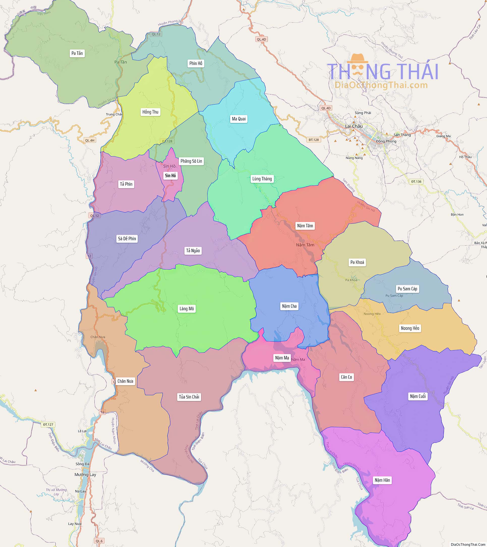 Bản đồ huyện Sìn Hồ (Kích thước lớn).