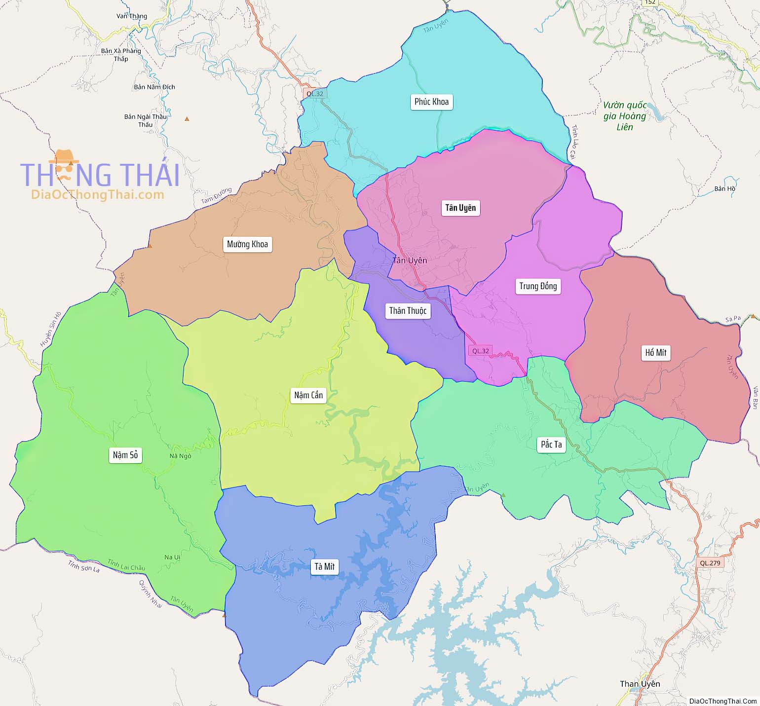 Bản đồ huyện Tân Uyên (Kích thước lớn).