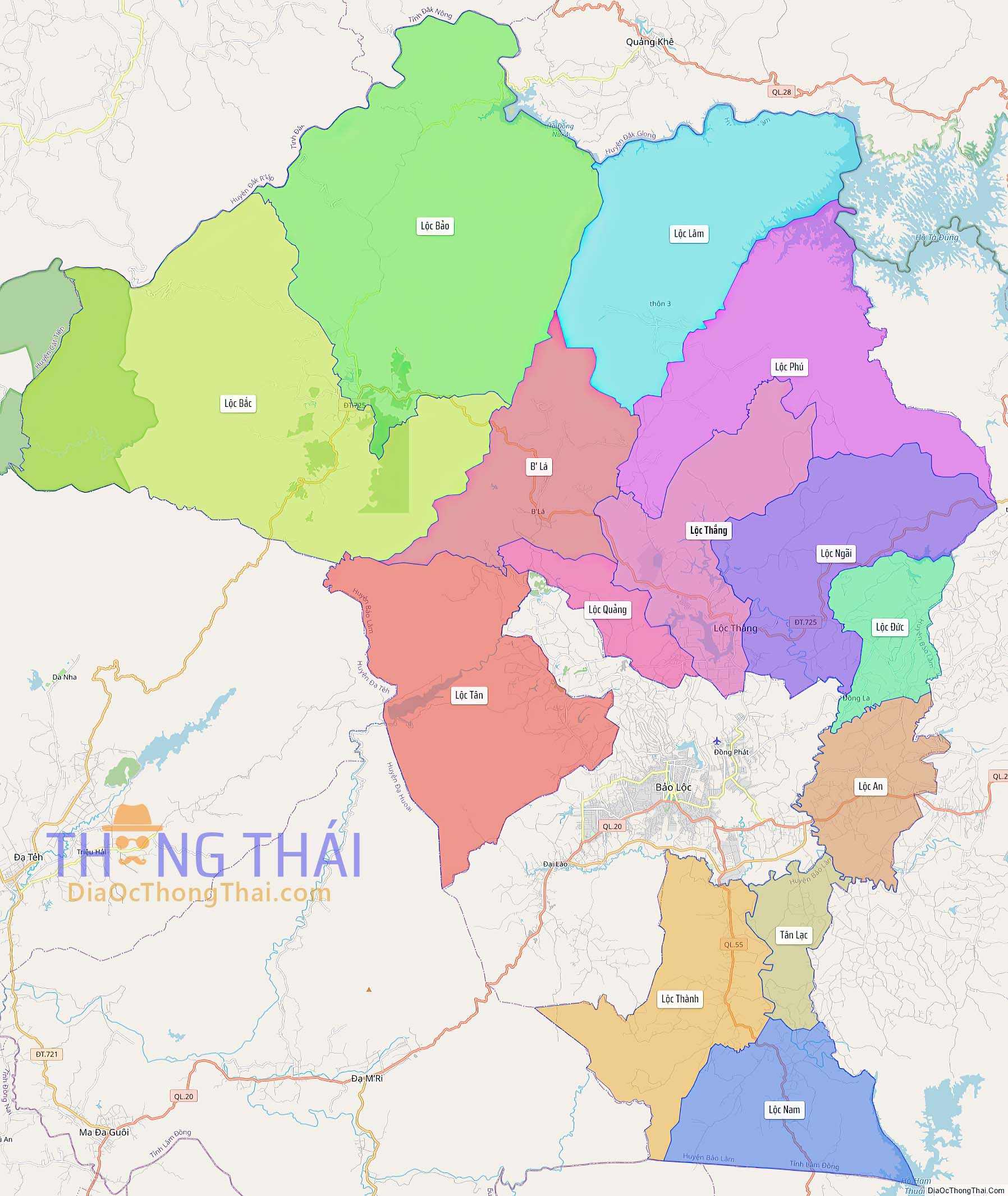Bản đồ huyện Bảo Lâm (Kích thước lớn).