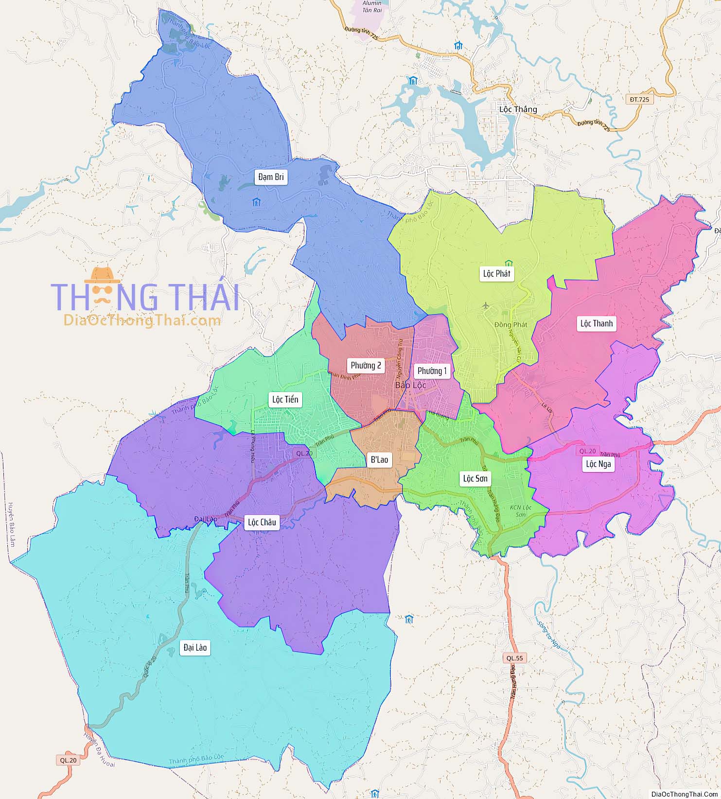 Bản đồ thành phố Bảo Lộc (Kích thước lớn).