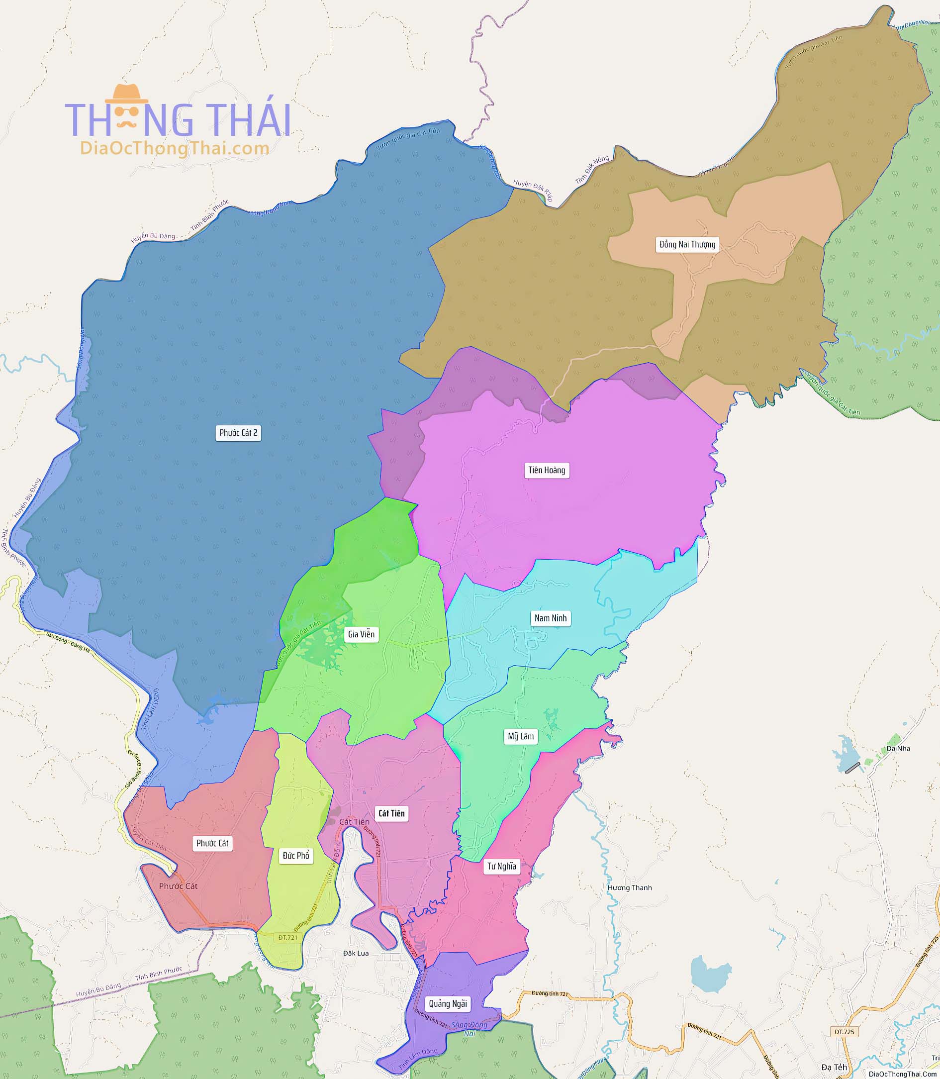Bản đồ huyện Cát Tiên (Kích thước lớn).