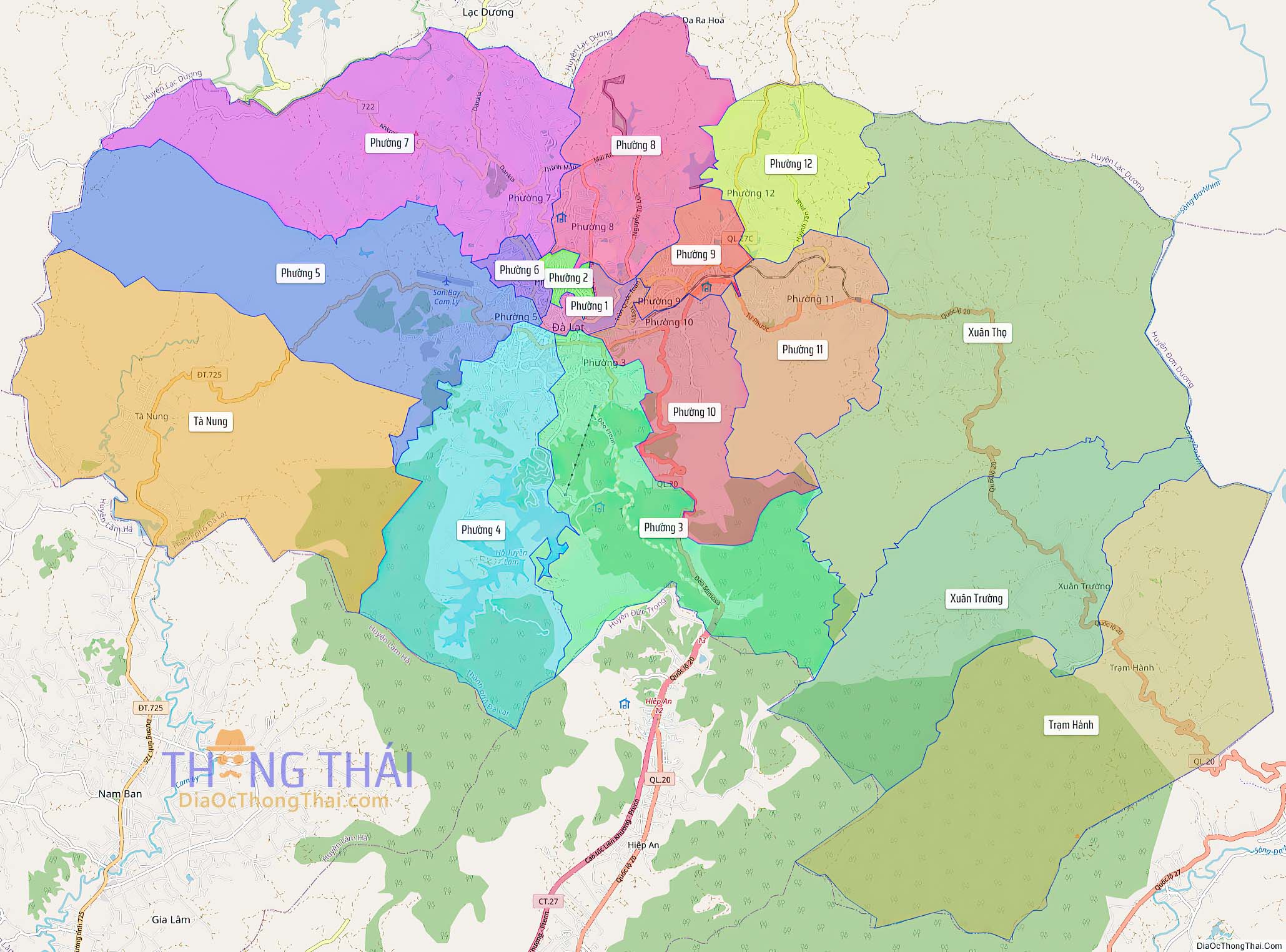 Bản đồ thành phố Đà Lạt (Kích thước lớn).