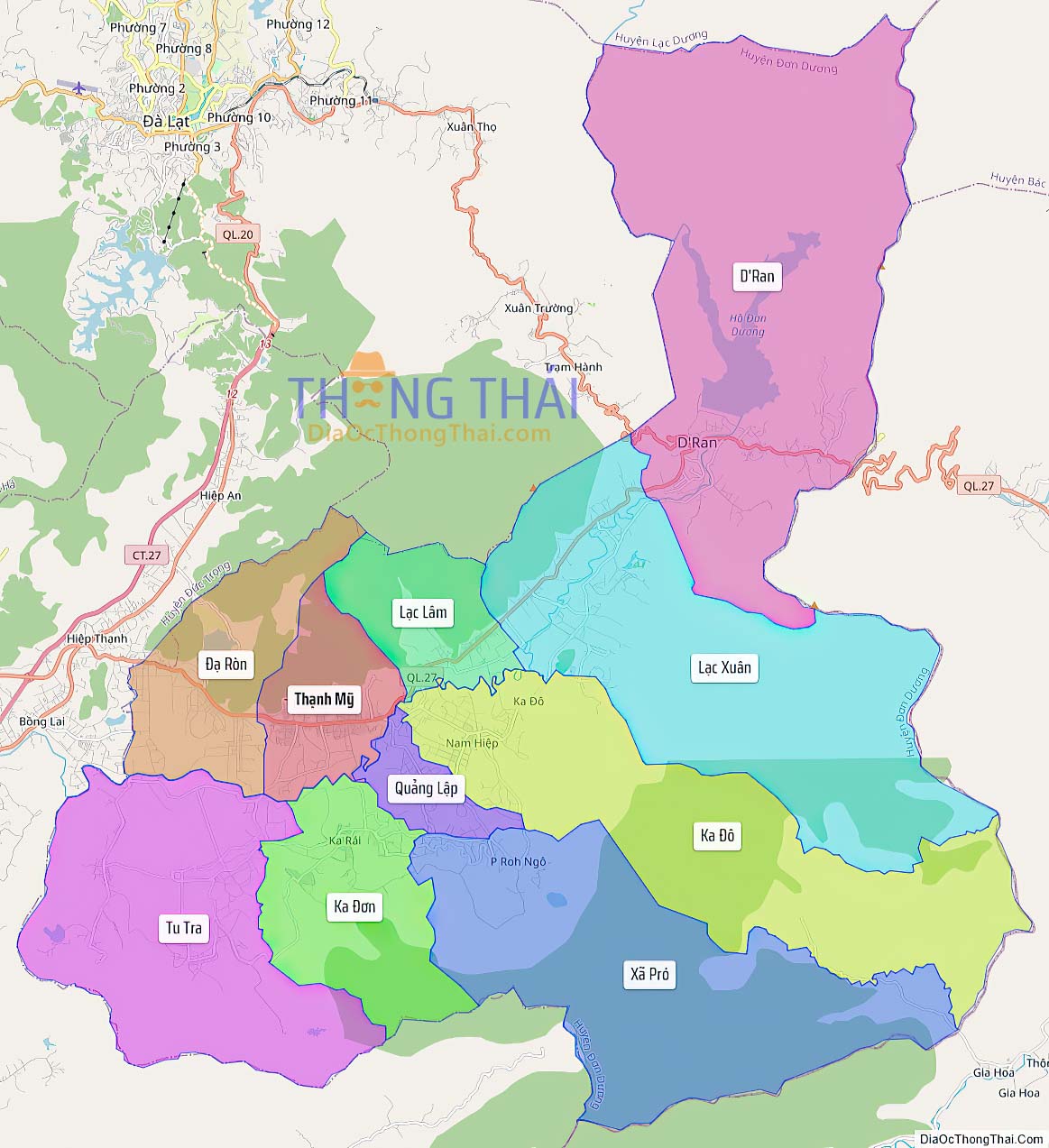 Bản đồ huyện Đơn Dương.