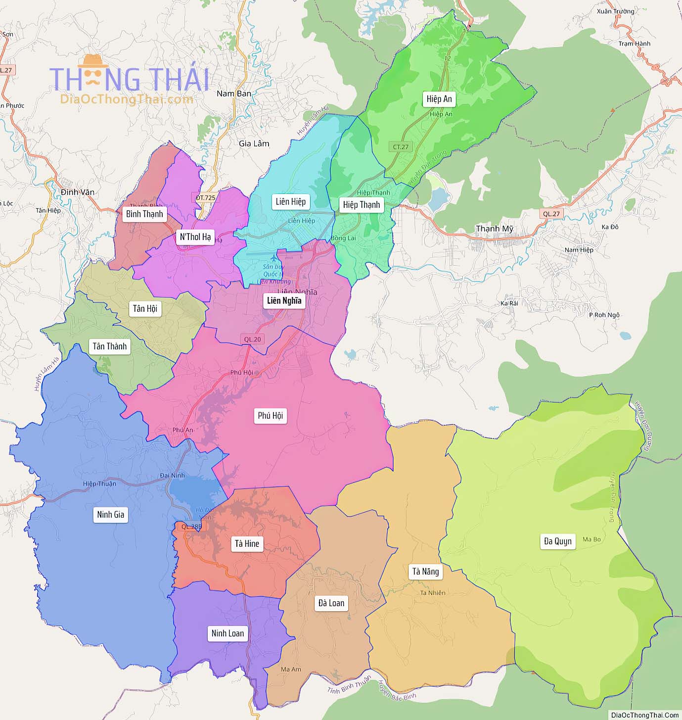 Bản đồ huyện Đức Trọng.