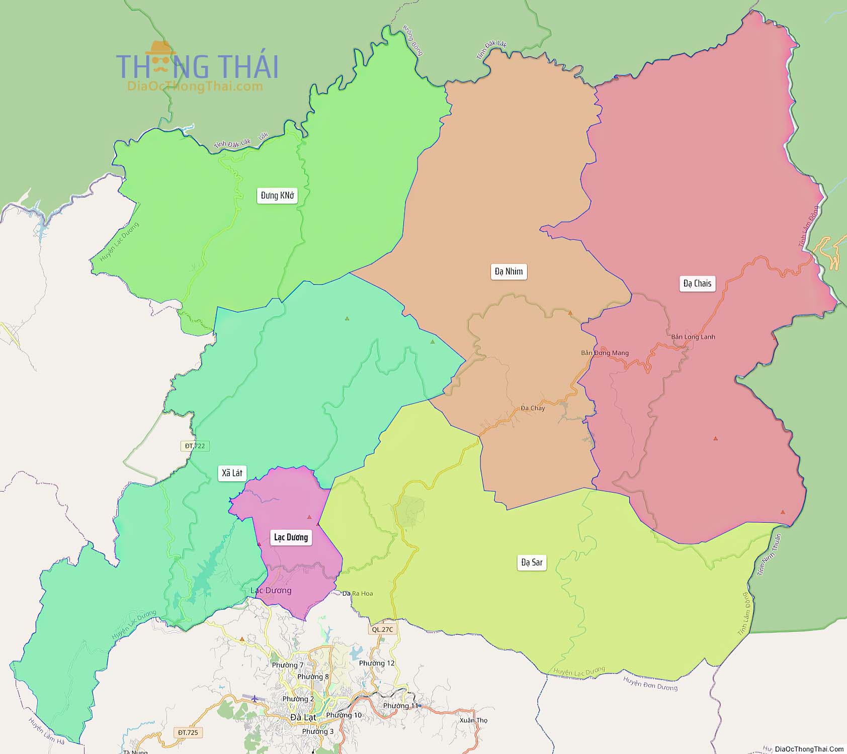 Bản đồ huyện Lạc Dương (Kích thước lớn).
