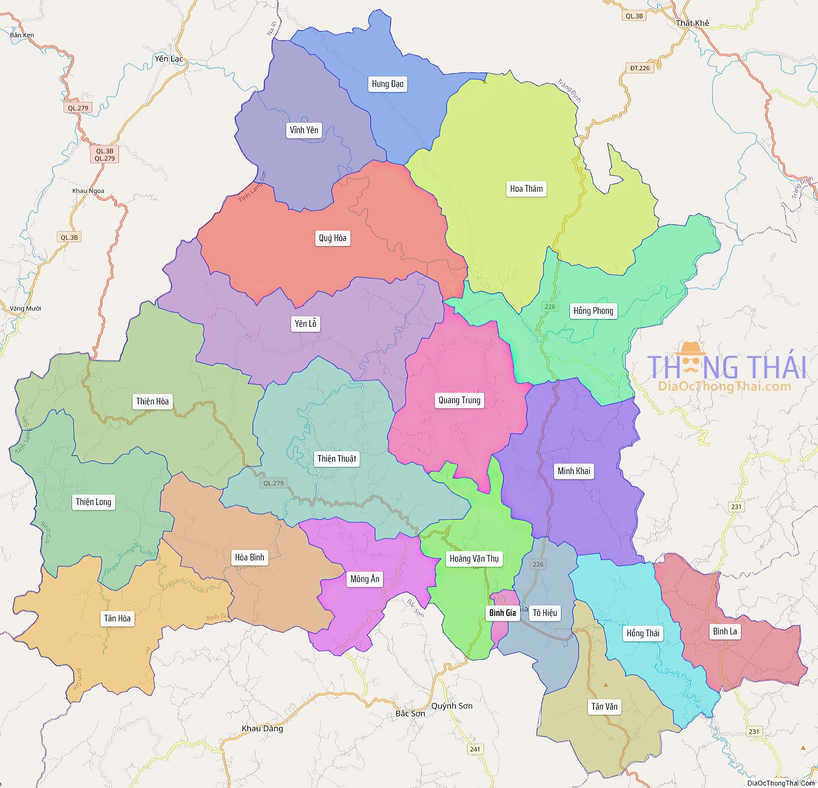 Bản đồ huyện Bình Gia (Kích thước lớn).