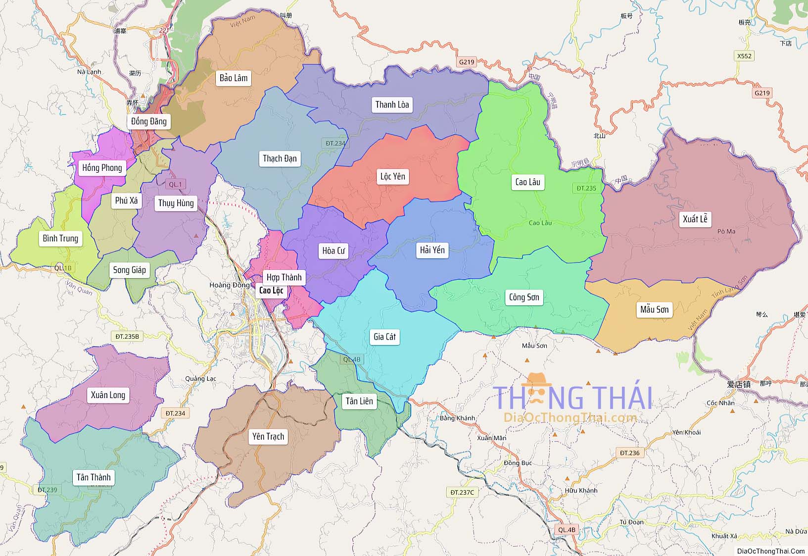 Bản đồ huyện Cao Lộc (Kích thước lớn).