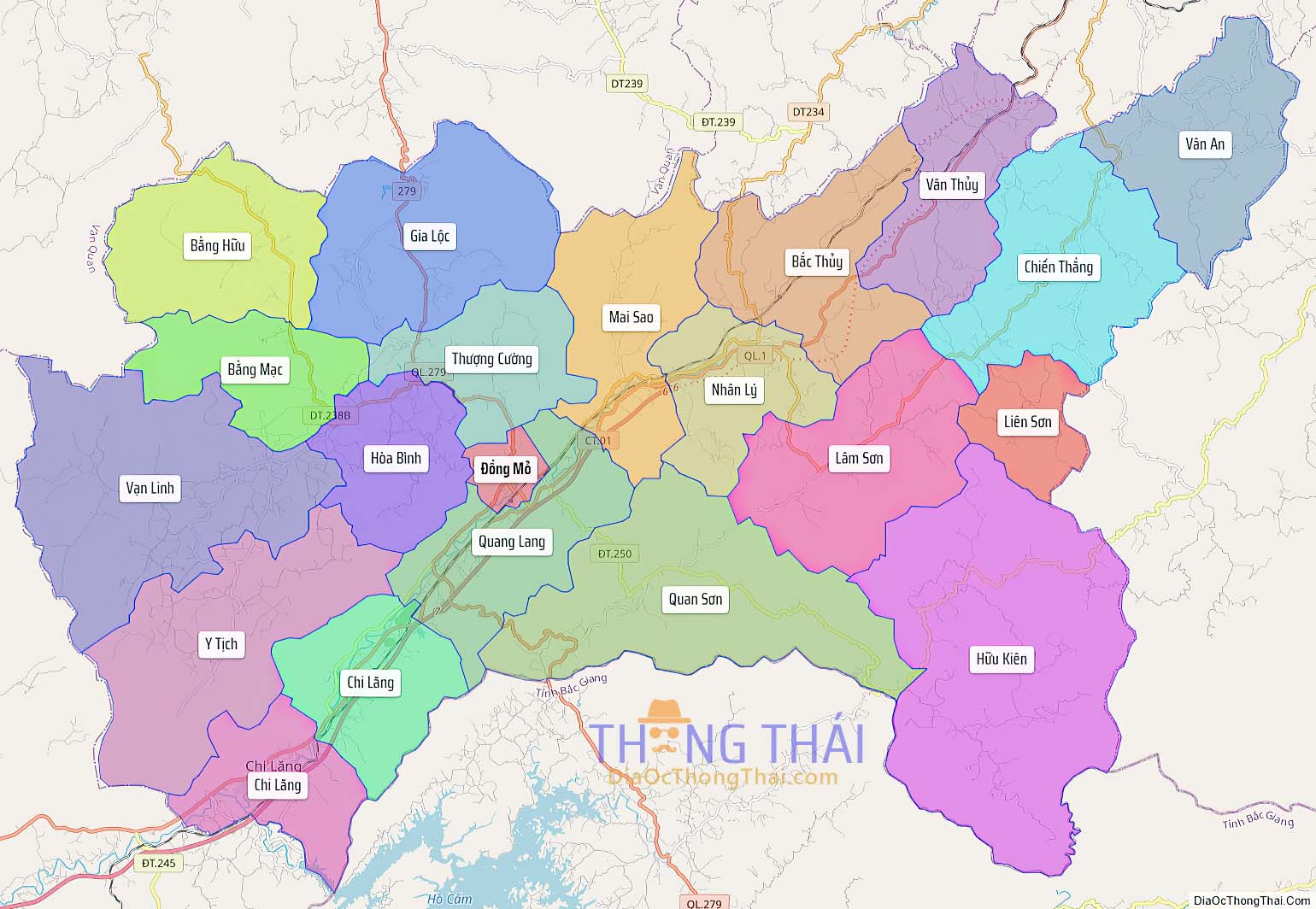 Bản đồ huyện Chi Lăng (Kích thước lớn).