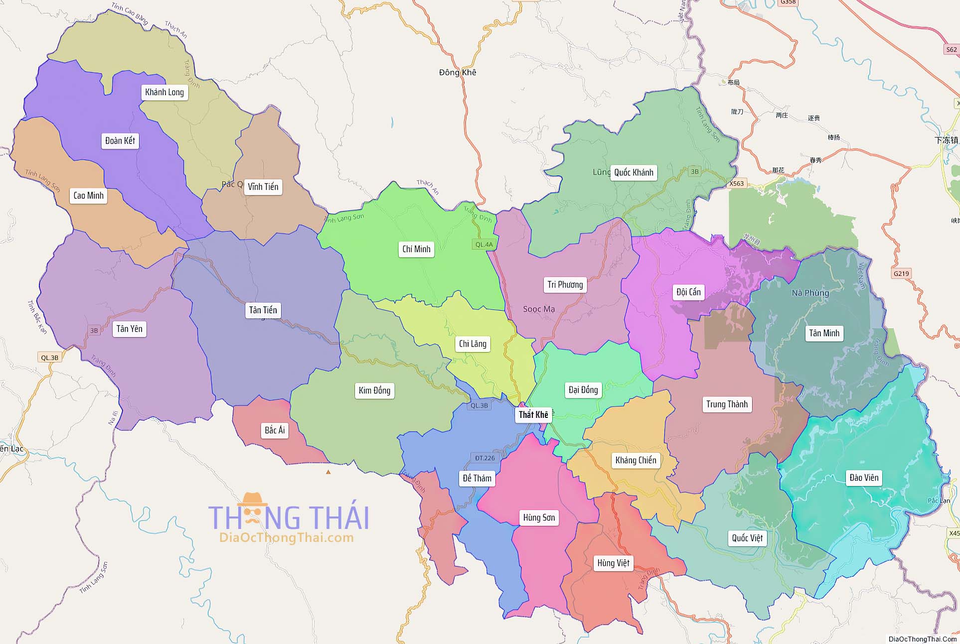 Bản đồ huyện Tràng Định (Kích thước lớn).