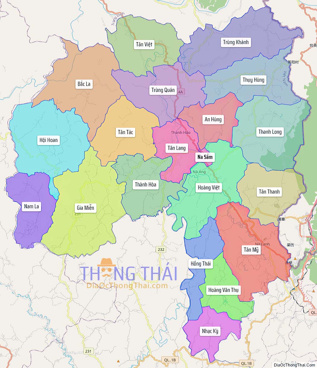 Bản đồ huyện Văn Lãng.
