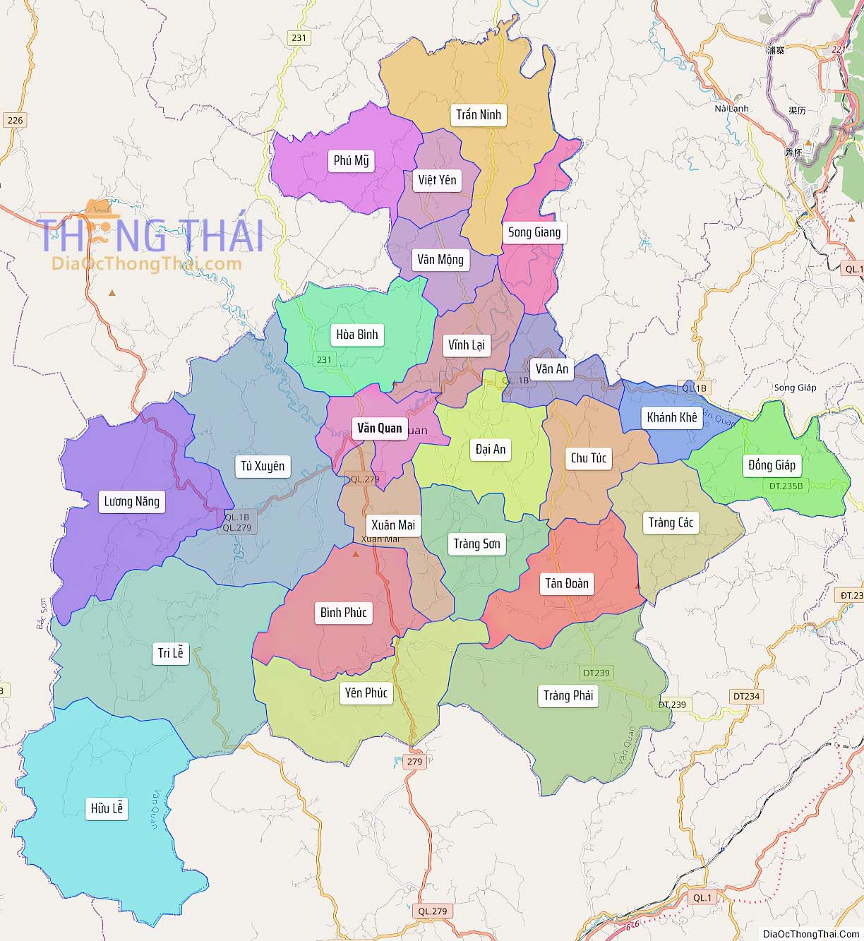 Bản đồ huyện Văn Quan.