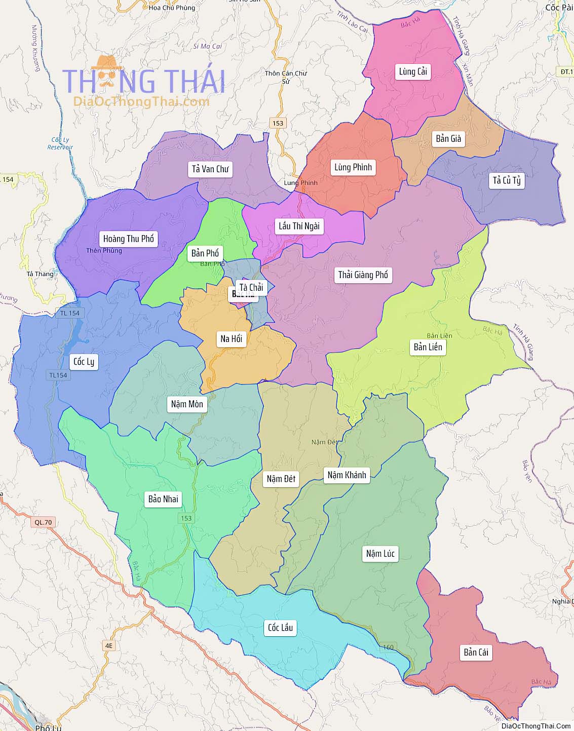 Bản đồ huyện Bắc Hà.