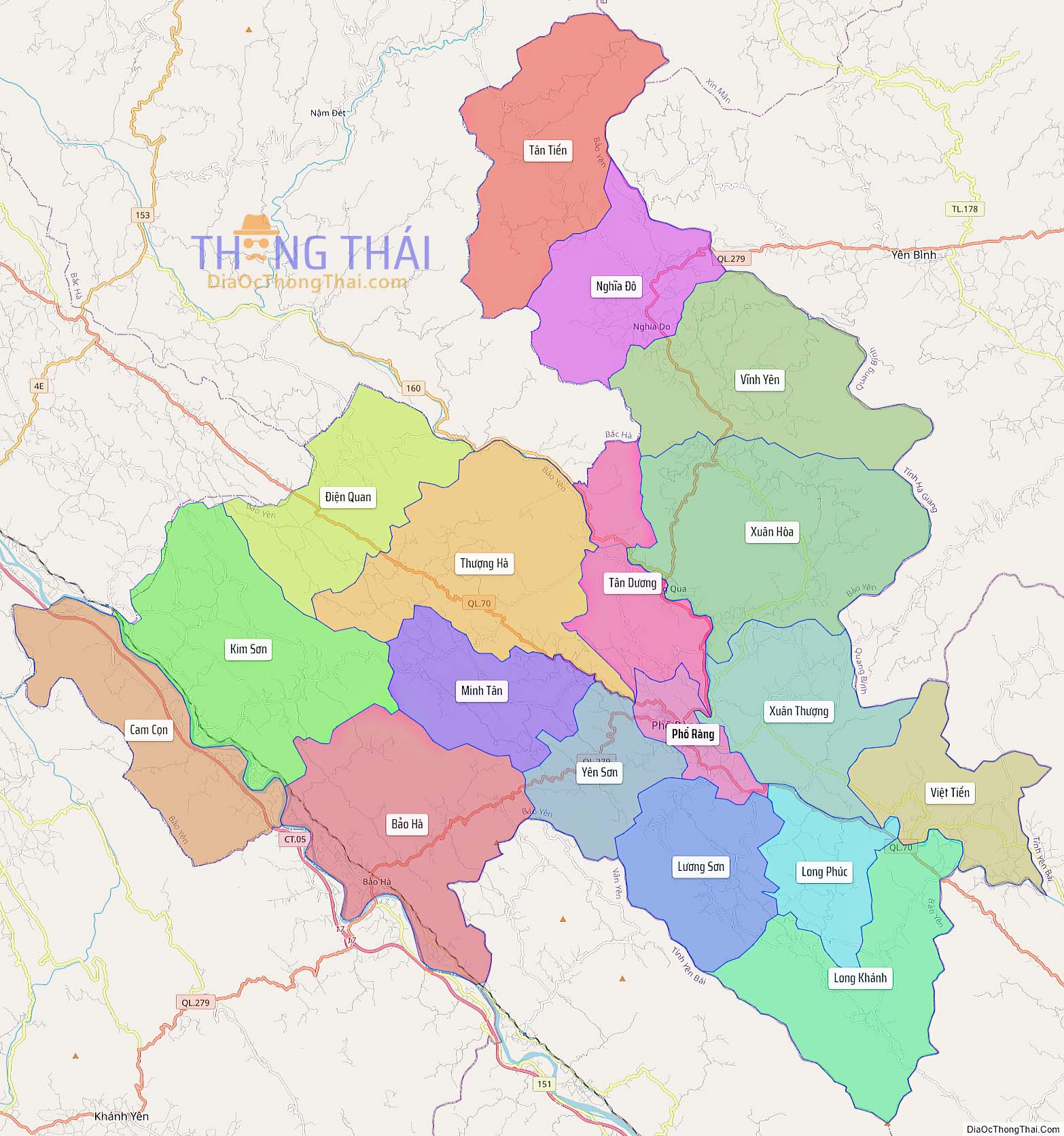 Bản đồ huyện Bảo Yên (Kích thước lớn).