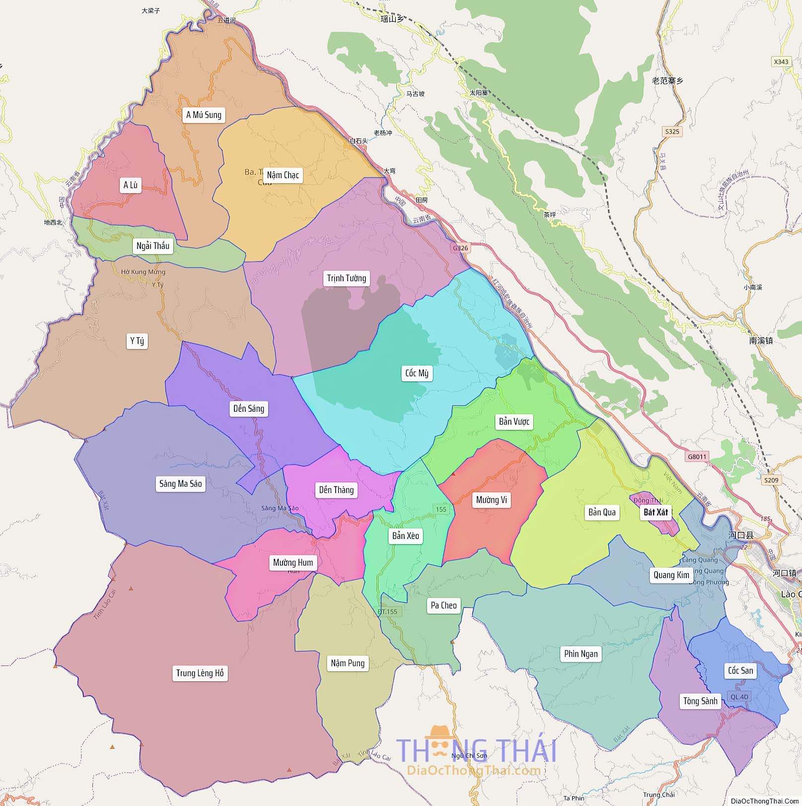 Bản đồ huyện Bát Xát (Kích thước lớn).