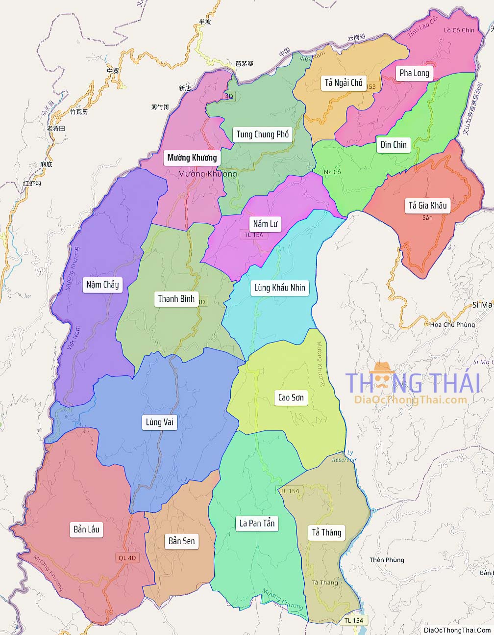 Bản đồ huyện Mường Khương.
