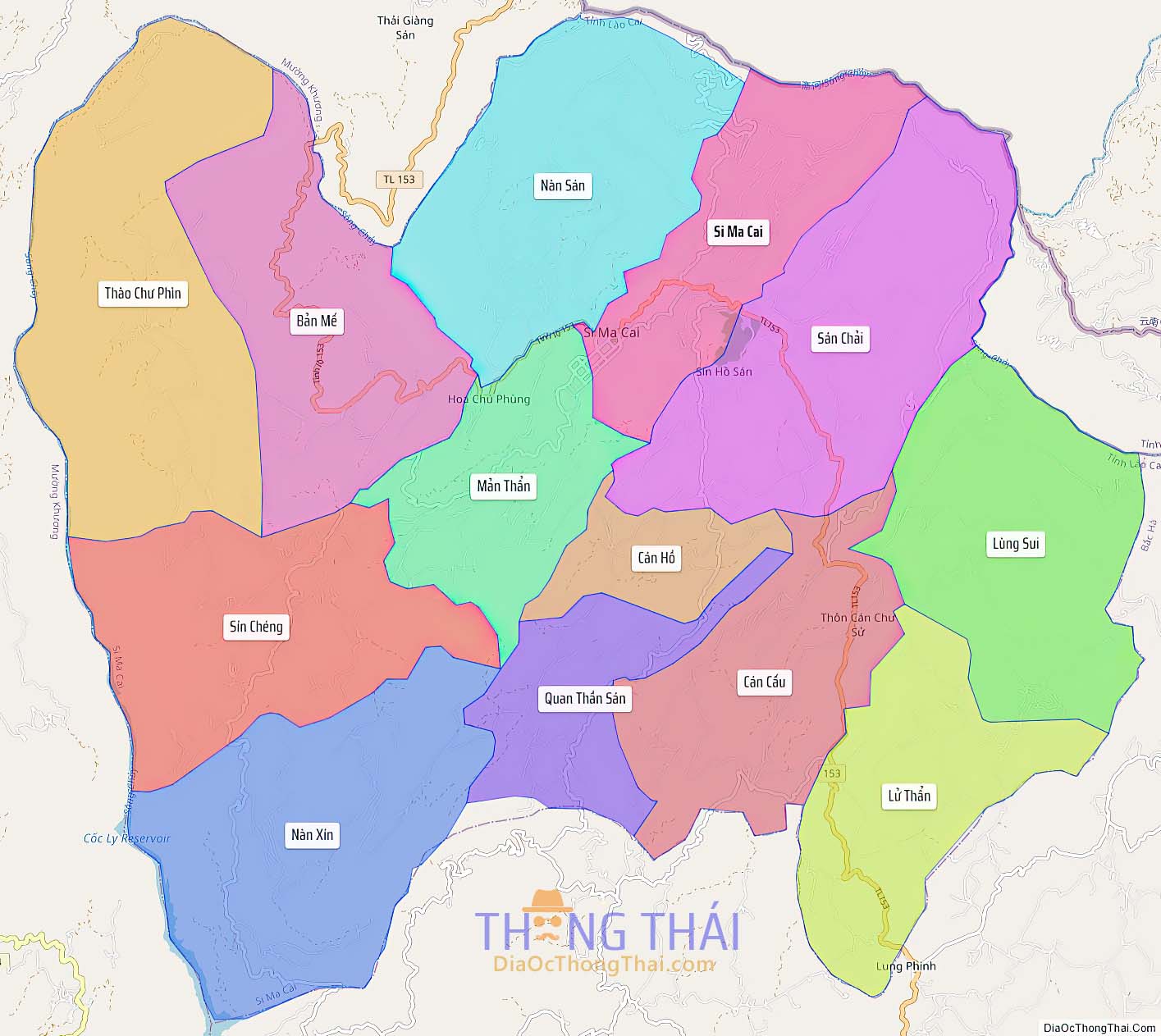 Bản đồ huyện Si Ma Cai.