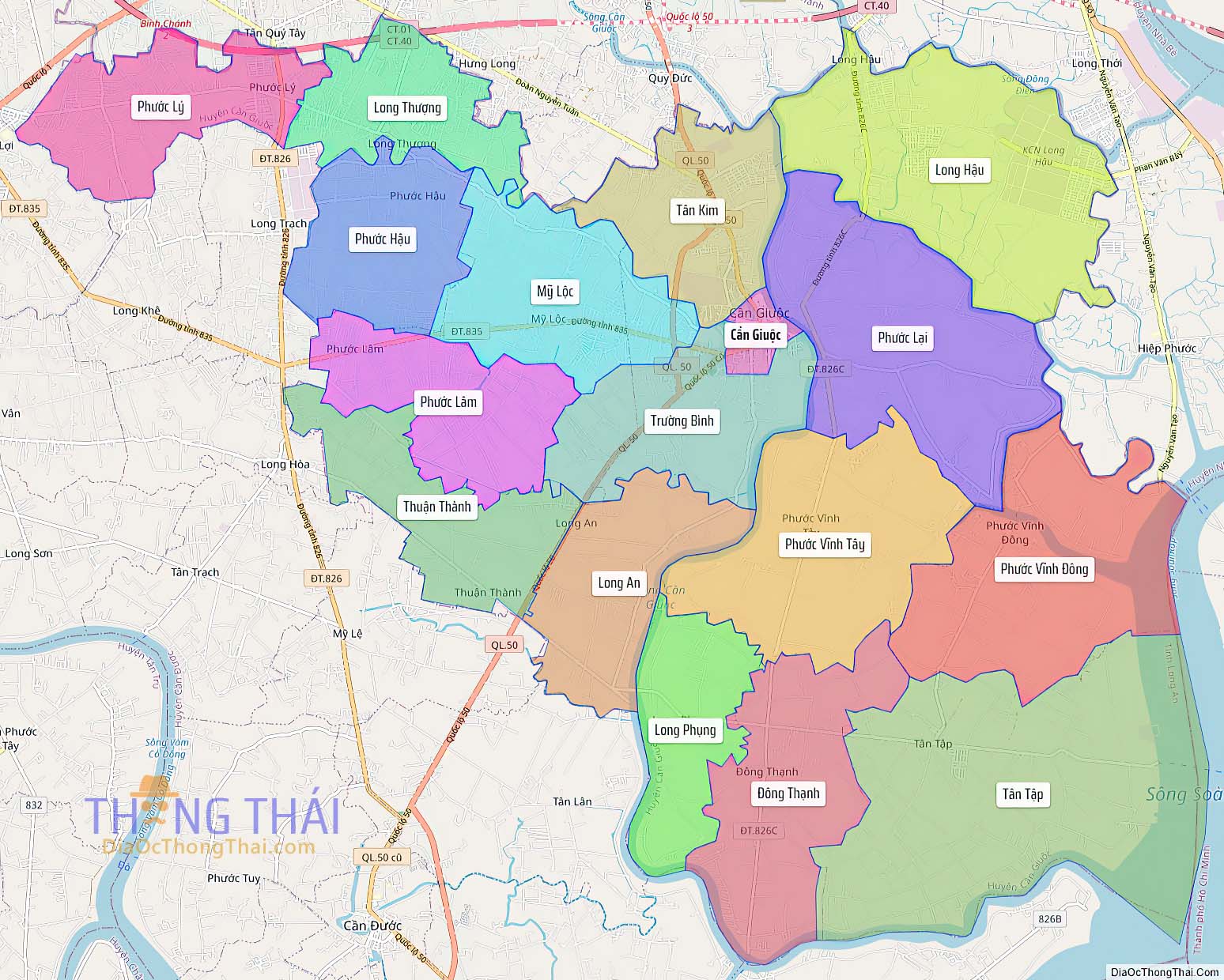 Bản đồ huyện Cần Giuộc (Kích thước lớn).