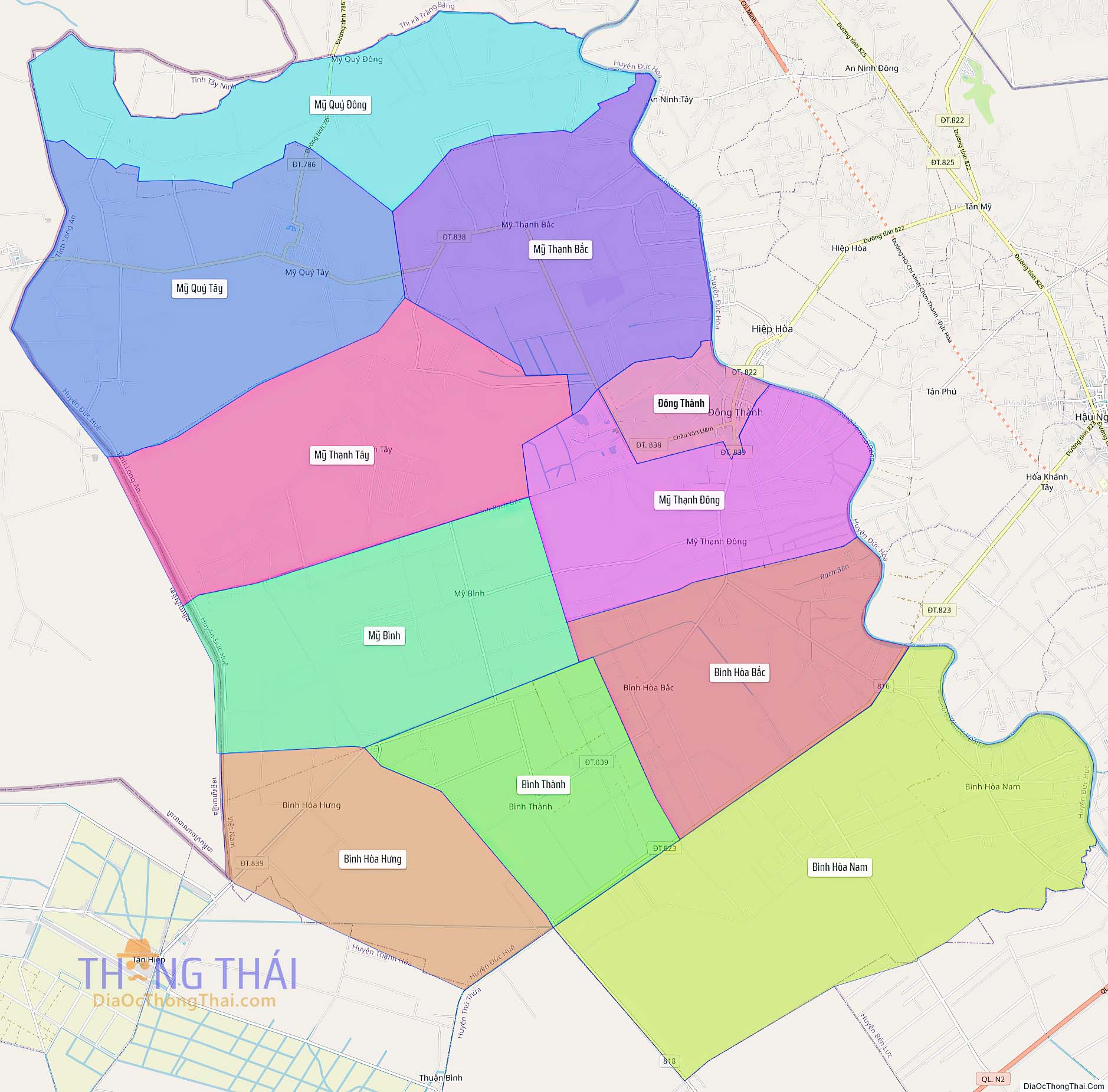Bản đồ huyện Đức Huệ (Kích thước lớn).